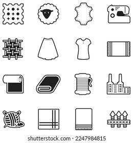 Textile Production Icons. Line With Fill Design. Vector Illustration.