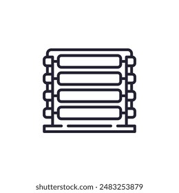 textile production, loom machine icon, line vector