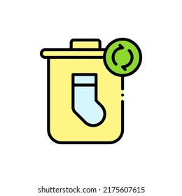 Textile Recycling-bin gefüllt Farbsymbol. lineares Stilzeichen für mobiles Konzept und Webdesign. Kleidung gefüllt Farbe Vektorsymbol. Symbol, Logo-Abbildung. Vektorgrafik