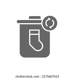 Icono de la papelera de reciclaje textil. signo de estilo lineal para concepto móvil y diseño web. Icono vectorial de glifo de desecho de ropa. Símbolo, ilustración del logotipo. Gráficos vectoriales