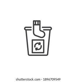 Textile recycling bin line icon. linear style sign for mobile concept and web design. Clothes waste outline vector icon. Symbol, logo illustration. Vector graphics