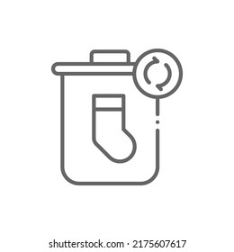 Textile recycling bin line icon. linear style sign for mobile concept and web design. Clothes waste outline vector icon. Symbol, logo illustration. Vector graphics
