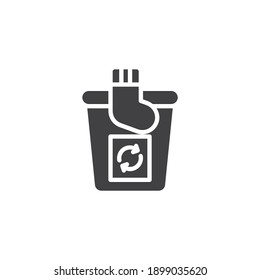Textile recycling bin vector icon. filled flat sign for mobile concept and web design. Clothes waste glyph icon. Symbol, logo illustration. Vector graphics