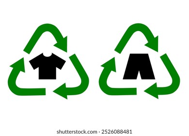 textile recycling icon. Recycle textile in a flat design. Clothing recycle eco friendly. Editable Vector illustration
