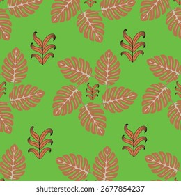 folhas repetidas têxteis e padrões florais