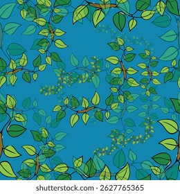 Textile repeat pattern flowers and leaf