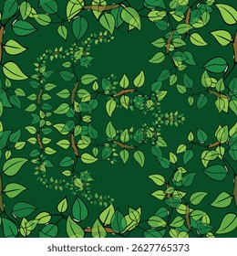 Textile repeat pattern flowers and leaf