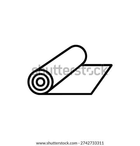 Textile roll icon black and white vector illustration of fabric material for clothing fashion sewing and upholstery