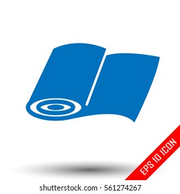 Textile roll icon. Simple flat logo of textile roll isolated on white background. Vector illustration.