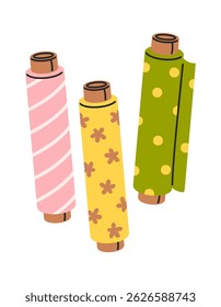 Textile roll sewing hand drawn