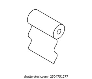 Icono de Vector de rollo textil. Diseño de ilustración de tubo de papel para toalla de limpieza de cocina, alfombra, scroll whatman, tela.