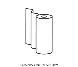 Textile roll vector icon. Paper tube illustration design for kitchen cleaning towel, carpet, scroll whatman, fabric.