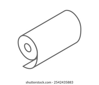 Icono de Vector de rollo textil. Diseño de ilustración de tubo de papel para toalla de limpieza de cocina, alfombra, scroll whatman, tela.