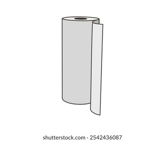 Icono de Vector de rollo textil. Diseño de ilustración de tubo de papel para toalla de limpieza de cocina, alfombra, scroll whatman, tela.