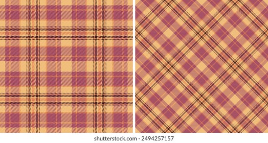 Textile seamless background of texture check vector with a plaid pattern tartan fabric. Set in gold colours for seasonal holiday decorations.