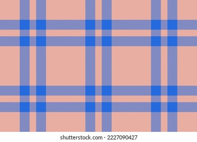 Textile seamless fabric. Check background plaid. Tartan pattern vector texture in blue and red colors.