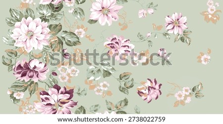 Textile Seamless Floral And leaves  repeat pattern design 