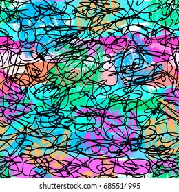 Textile seamless graffiti doodle pattern
