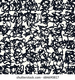 Textile seamless graffiti doodle pattern.Hand drawn ink artistic trendy background. Expressive ornament for sport, modern clothing
