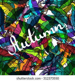 Textile seamless pattern of colorful umbrellas autumn