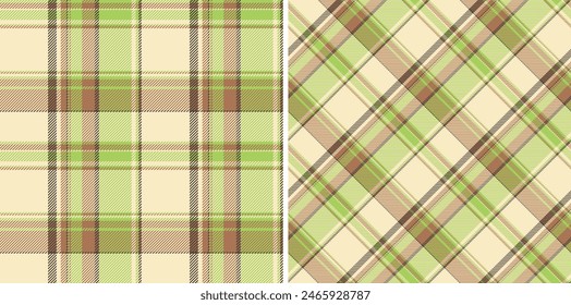 Textile seamless pattern of fabric tartan background with a texture plaid check vector set in earth colors.