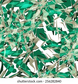 Textile seamless pattern of green abstract explosions