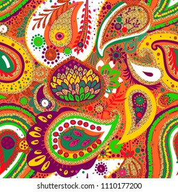 Textile seamless pattern "Paisley" with glitter effect