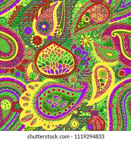 Textile seamless pattern "Paisley" with glitter effect