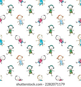 Dibujo textil sin soldadura y papel tapiz de dibujos animados de niños