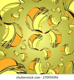 Textile seamless pattern of yellow swirls in warm colors