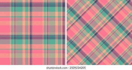 Textile seamless plaid of texture fabric tartan with a pattern check background vector. Set in retro colours for stylish outfits for all family.