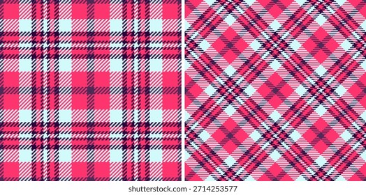 Textile seamless tartan of check texture fabric with a plaid background vector pattern. Set in wedding colours. Stylish scarves for women.