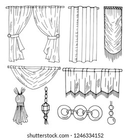 textile set, contour illustration