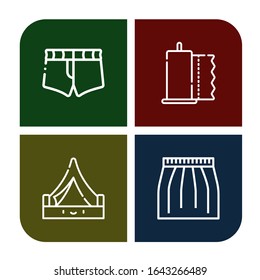 textile simple icons set. Contains such icons as Short, Paper towel, Tent, Skirt, can be used for web, mobile and logo
