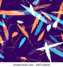 Textile Striped Vector Seamless Grunge Texture. Hand Painted Fashion Seamless Pattern. Painted Watercolor Style Texture. Fabric, Fashion Print Design Background.