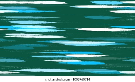Textile Striped Vector Seamless Grunge Texture. Paintbrush Lines Seamless Pattern. Holiday, Summer Watercolor Texture. Fabric, Fashion Print Design Pattern.