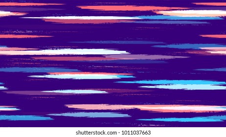 Textile Striped Vector Seamless Grunge Texture. Paintbrush Lines Seamless Pattern. Paint Watercolor Style Stripes. Cloth, Linen, Textile Print Design Background.
