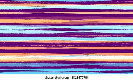Textile Striped Vector Seamless Grunge Texture. Paintbrush Lines Seamless Pattern. Dyed Stripes in Watercolor Style. Packaging, Fabric Print Design Pattern.