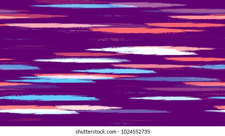 Textile Striped Vector Seamless Grunge Texture. Hand Drawn Fashion Seamless Pattern. Painted Watercolor Style Texture. Fabric, Fashion Print Design Background.