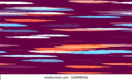 Textile Striped Vector Seamless Grunge Texture. Hand Painted Fashion Seamless Pattern. Painted Watercolor Style Texture. Fabric, Fashion Print Design Pattern.