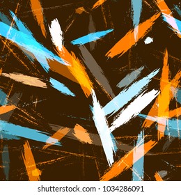 Textile Striped Vector Seamless Grunge Texture. Hand Drawn Fashion Seamless Pattern. Dyed Stripes in Watercolor Style. Fabric, Fashion Print Design Background.