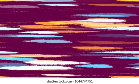 Textile Striped Vector Seamless Grunge Texture. Hand Painted Fashion Seamless Pattern. Paint Watercolor Style Stripes. Packaging, Fabric Print Design Background.