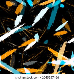 Textile Striped Vector Seamless Grunge Texture. Paintbrush Lines Seamless Pattern. Paint Watercolor Style Stripes. Cloth, Linen, Textile Print Design Pattern.