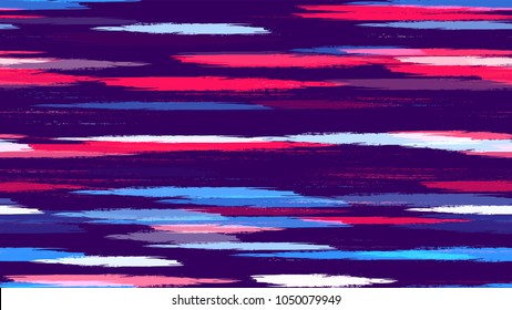 Textile Striped Vector Seamless Grunge Texture. Hand Drawn Fashion Seamless Pattern. Holiday, Summer Watercolor Texture. Advertising, Cover Print Design Pattern.