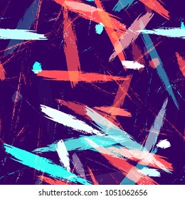 Textile Striped Vector Seamless Grunge Texture. Paintbrush Lines Seamless Pattern. Dyed Stripes in Watercolor Style. Cloth, Linen, Textile Print Design Background.