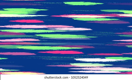 Textile Striped Vector Seamless Grunge Texture. Grungy Seamless Lines Pattern Design. Paint Watercolor Style Stripes. Advertising, Cover Print Design Background.