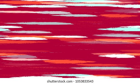 Textile Striped Vector Seamless Grunge Texture. Hand Painted Fashion Seamless Pattern. Holiday, Summer Watercolor Texture. Packaging, Fabric Print Design Background.