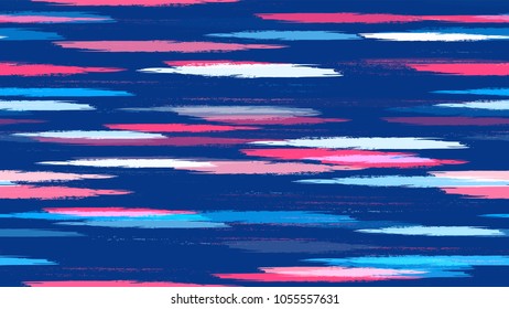 Textile Striped Vector Seamless Grunge Texture. Hand Drawn Fashion Seamless Pattern. Paint Watercolor Style Stripes. Packaging, Fabric Print Design Background.