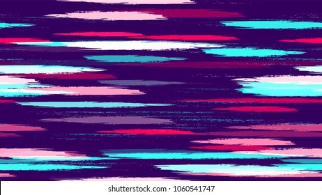 Textile Striped Vector Seamless Grunge Texture. Grungy Seamless Lines Pattern Design. Holiday, Summer Watercolor Texture. Advertising, Cover Print Design Pattern.
