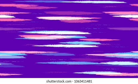 Textile Striped Vector Seamless Grunge Texture. Paintbrush Lines Seamless Pattern. Holiday, Summer Watercolor Texture. Fabric, Fashion Print Design Background.